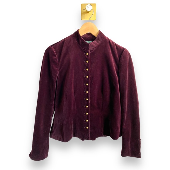 Lauren Ralph Lauren Jackets & Blazers - Vintage 1990s Lauren Ralph Lauren Velvet Military Style Blazer Size 10 Petite